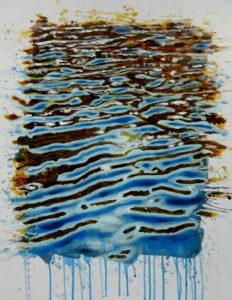 Leen van Duivendijk. Water zoveel. Acryl op karton. 68/50 cm.