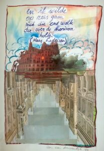 Leen van Duivendijk. 'En ik wilde'. Mixed media, 48,7x49 cm, incl lijstbak.