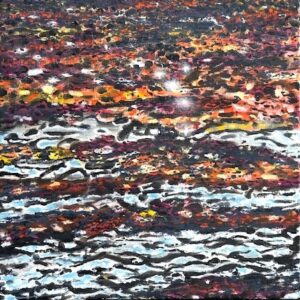 Leen van Duivendijk, Licht op het water (3), olieverf en pigmenten op doek, 40x40 cm
