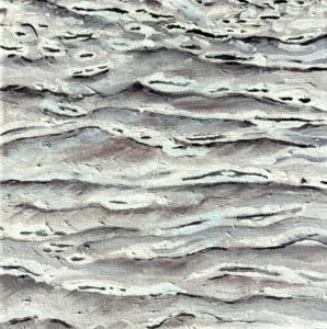 Leen van Duivendijk, Parelmoer (1), 20x20, olieverf en pigmenten op doek.