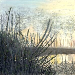 Leen van Duivendijk, Mist licht, olieverf, acryl, pigmenten en lak op doek, 100x100